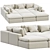 Navy Dream Sectional Sofa Set 3D model small image 1