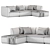 Elegant Ivory Chenille 4-Piece Sofa 3D model small image 3