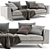 Modern Jesse Brian 2-Seater Sofa 3D model small image 1