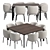 Modern Dining Set with Homey Wooden Table 3D model small image 3