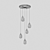 Gold Pendant Chandelier with LEDs 3D model small image 2
