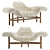 Rustic Wood & Fur Chaise 3D model small image 1