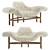 Rustic Wood & Fur Chaise 3D model small image 2