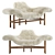 Rustic Wood & Fur Chaise 3D model small image 3