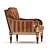 Handcrafted Red Wood Armchair 3D model small image 3