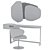 Elegant Bojy Vanity Table & Heron Mirror 3D model small image 4