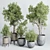 Vintage Concrete Vase Outdoor Trees 3D model small image 1