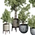 Vintage Concrete Vase Outdoor Trees 3D model small image 3