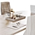 Modern Conference Table Set with Armchair 3D model small image 3