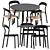 Modern Ticino Chairs & Round Table 3D model small image 1