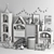 Castle Bookcase Children's Furnishing 3D model small image 4