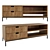 Oak & Steel Console Table 3D model small image 1