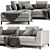 Modern Italian Chaise Longue Sofa 3D model small image 2
