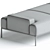 Luxury Blue Velvet Daybed Wood Channeling 3D model small image 3