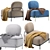 Modern Armchair Gawaii Grey 3D model small image 7