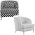 Sleek Boston Arm Chairs Duo 3D model small image 6