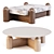 Exotic Wood Coffee Table Set 3D model small image 1