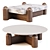 Exotic Wood Coffee Table Set 3D model small image 2