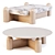 Exotic Wood Coffee Table Set 3D model small image 3