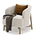 Elegant Copine Fabric Armchair: 3 Color Choices 3D model small image 4