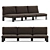 Modern White Outdoor Three-Seater Bench 3D model small image 2