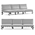 Modern White Outdoor Three-Seater Bench 3D model small image 5