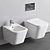 Italian Wall-Hung Bidet/Toilet Set 3D model small image 1