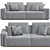Contemporary Gray Cotton Sofa Bed 3D model small image 2
