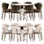 Contemporary Dining Set with Round Marble Table 3D model small image 1