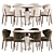 Contemporary Dining Set with Round Marble Table 3D model small image 3
