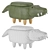 Luxury Crocodile Leather Ottoman 3D model small image 5