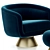 Luxury Velvet Swivel Chair Set 3D model small image 5