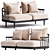 Stylish 2-Seater Fabric Sofa 3D model small image 1