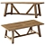 Russian Oak Trestle Dining Table 3D model small image 1