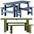 Hay Weekday Table & Bench 3D model small image 1