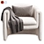 Elegant Velvet Barrel Chair 3D model small image 2