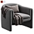 Elegant Velvet Barrel Chair 3D model small image 4