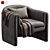 Elegant Velvet Barrel Chair 3D model small image 6