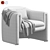 Elegant Velvet Barrel Chair 3D model small image 7