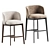 Luxury Velvet Upholstered Metal Stool 3D model small image 1