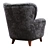 Curly Shearling Upholstered Armchair 3D model small image 3