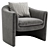 Velvet Barrel Chair Modern Design 3D model small image 2