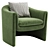 Velvet Barrel Chair Modern Design 3D model small image 4