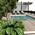 Poolside Pergola Roof Garden Design 3D model small image 6