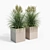 Modern Square Planters Set of 2 3D model small image 2