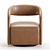 Sculpted Butterscotch Leather Swivel Chair 3D model small image 2