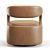 Sculpted Butterscotch Leather Swivel Chair 3D model small image 4