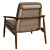 Walnut Wood Adam Armchair Luxe 3D model small image 2