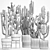 Desert Cacti Collection in Concrete Planters 3D model small image 6