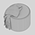 Luxury Pilar Ottoman for Home 3D model small image 3